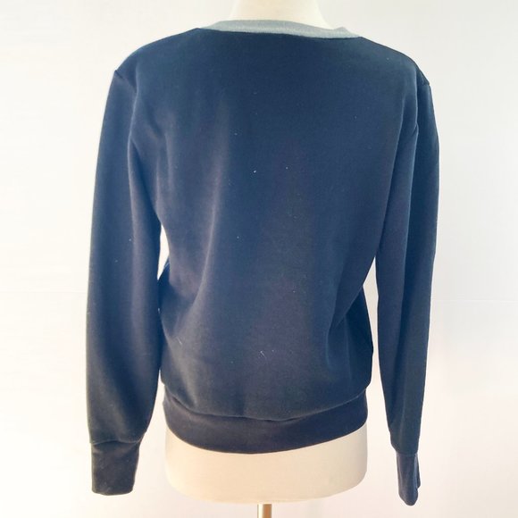 J.CREW Varsity Colorblock Sweatshirt, Black/Grey, S - Picture 6 of 9